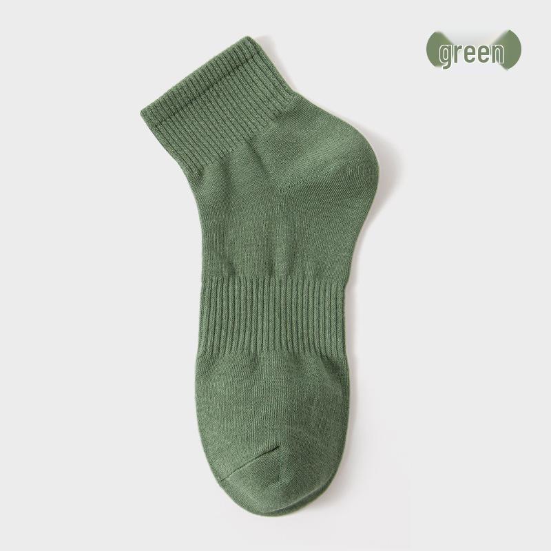 Men's Spring-Summer Mid-Calf Combed Cotton Socks - Anti-Pilling, Odor-Resistant, Thickened Sports Socks (Solid Color)