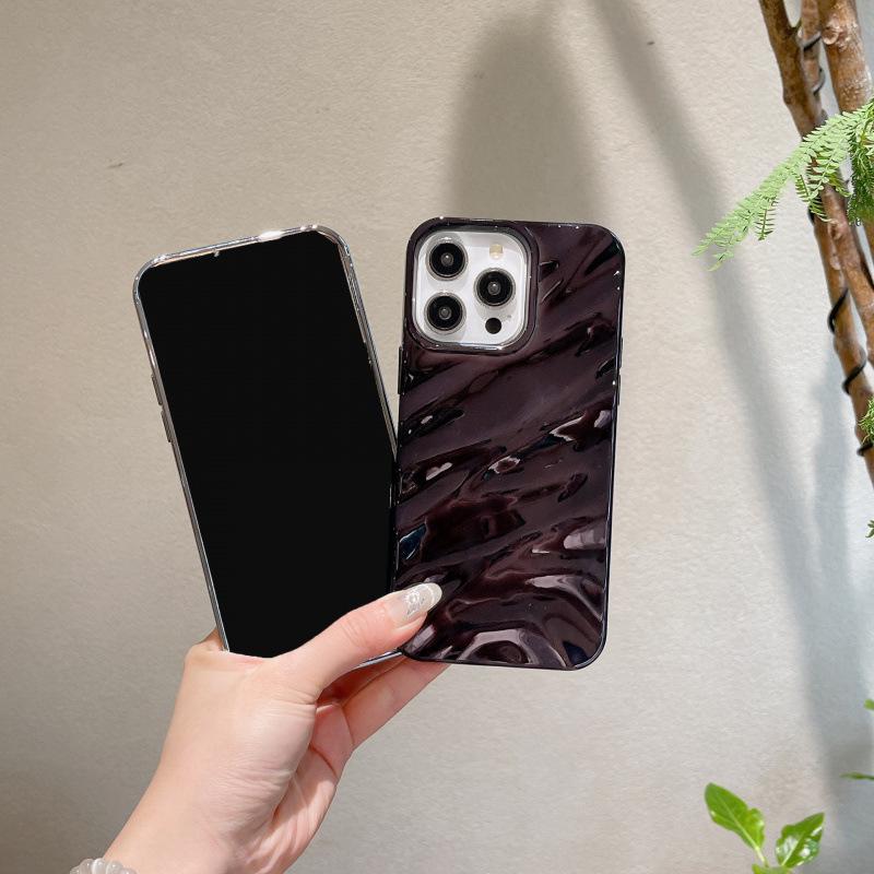 3D Electroplated Wrinkle Pattern Phone Case for iPhone 16 Pro Max, Compatible with Apple 15/14/13, Premium Feel