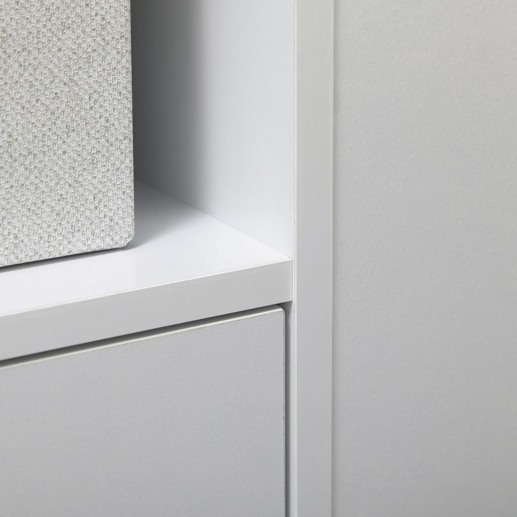 Kitchen Cart with Cabinet and Adjustable Shelves, Swivel Wheels and Brake, 75x39.5x88 cm, White