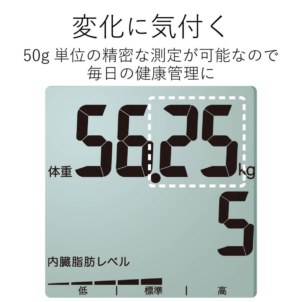 ELECOM Body Composition Monitor Kompaktní měření tělesného tuku viscerální tuk kosterní sval kostní a bazální Bílá [hmotnost, procento, hladina, BMI,