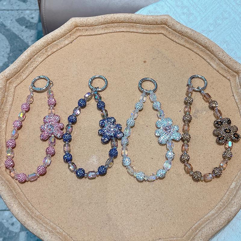 Clay Bear Rhinestone Keychain: Exquisite Crystal Beaded Bracelet Charm for Bags & Keys