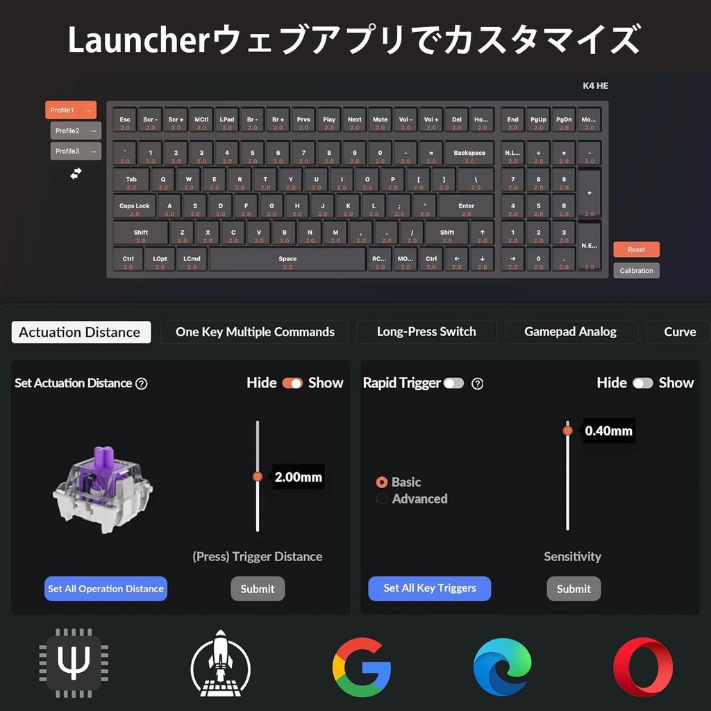 Keychron K4 HE Rapid Trigger Wireless Custom Hall Effect Gateron Magnetic and Bluetooth QMK Aluminum and Wood RGB Compatible with and Linux US