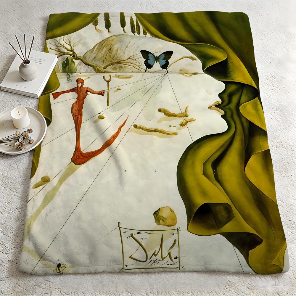 art SSalvador Dalii Throw Warm Soft Flannel Blanket Multiuse for Sofa Bed Camping Travel Nap