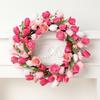 Easter Decorations Simulation Flower Wreath Pendant Spring White Silk Flower Wreath 45CM for Valentine's Day Tulip Rose Garland