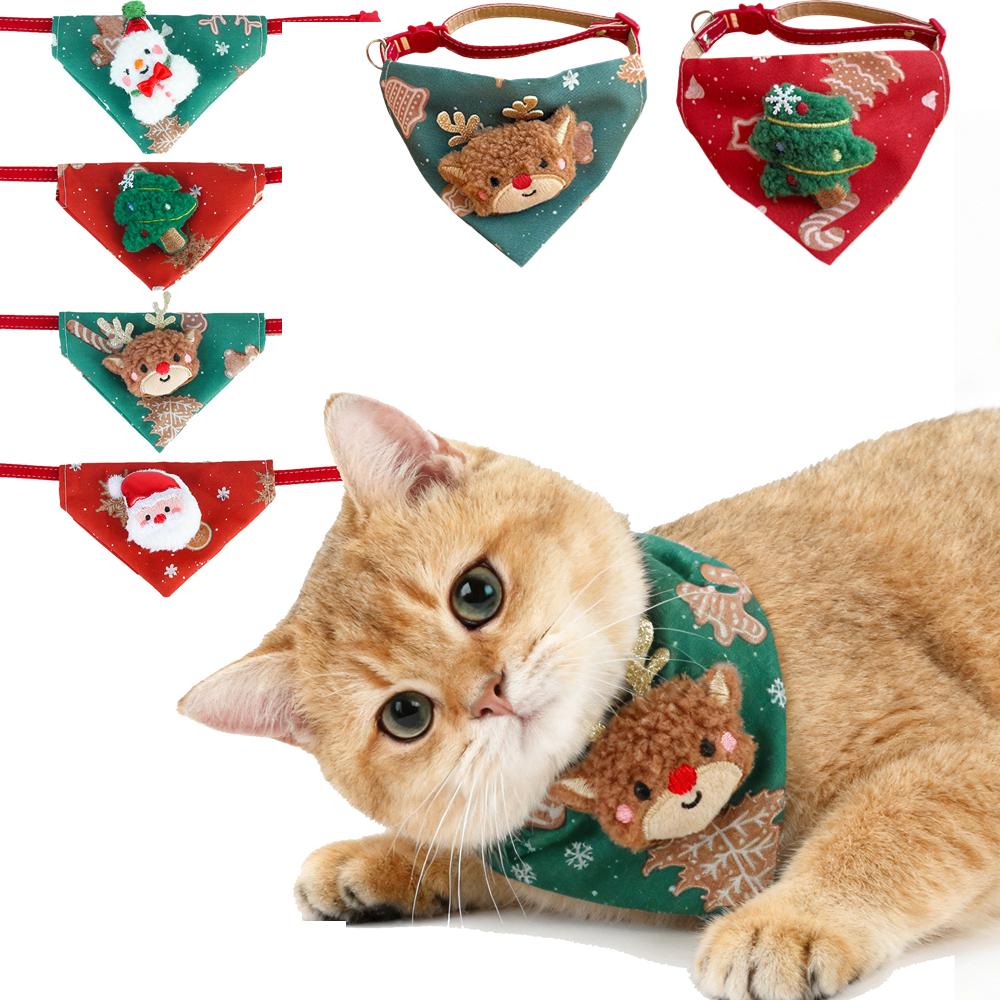 Christmas Pet Scarf Adjustable Triangle Bib Neckerchief Dog Cat Saliva Towel Fashionable Pet Decor Supplies
