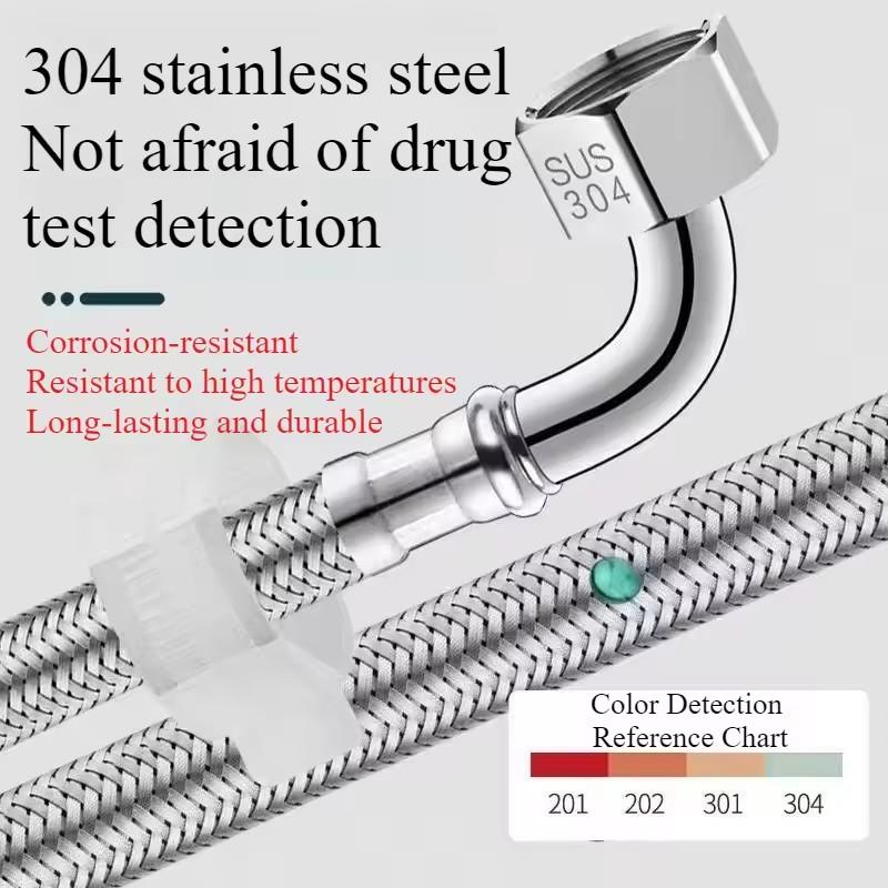 New 1pcs 20-200cm Stainless Steel Braided Flexible Hose Household Water Heater Toilet 90° Bend Pipe Elbow Water Inlet Pipe