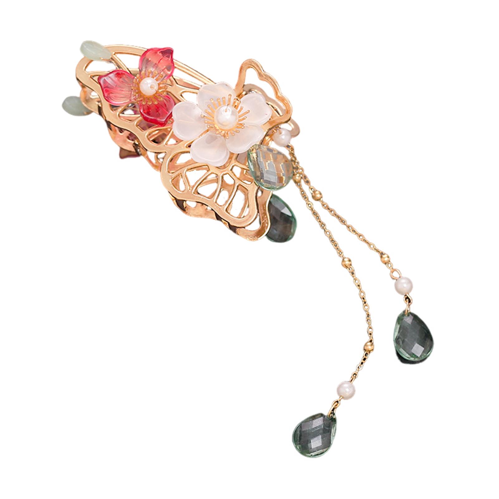 

2025 New Flower Hair Claw For Women Vintage Butterfly Peony Tassel Shark Gripper Elegant Exquisite Metal Hairpin Hair Accessory