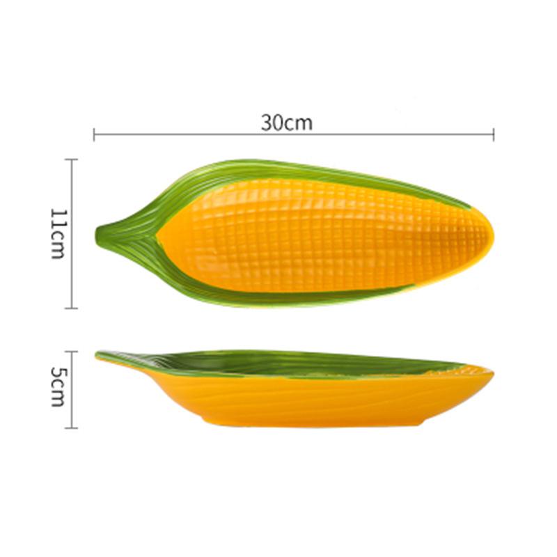 Creative Ceramic Plate Cute Corn Shape Hand-Painted Relief Living Room Restaurant Homehold Dinnerware Fruit Snacks Nuts Plates