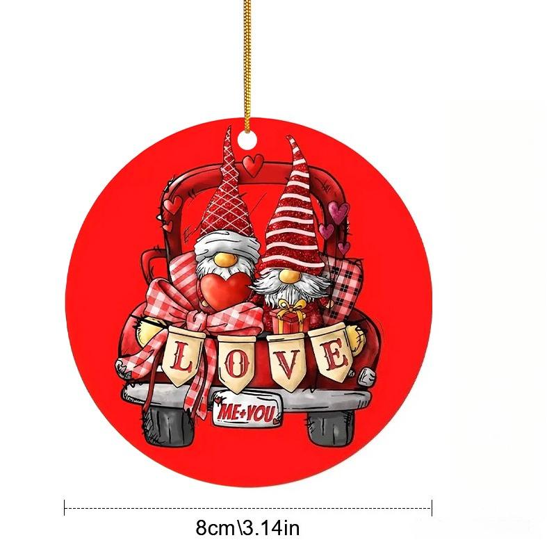 2D Flat "Love" Couple Gnomes Acrylic Decoration Sign, Bow, Love, Gift, Holiday Gift, Suitable for Wall Decoration, Porch, Room, Villa, Accents Home, H