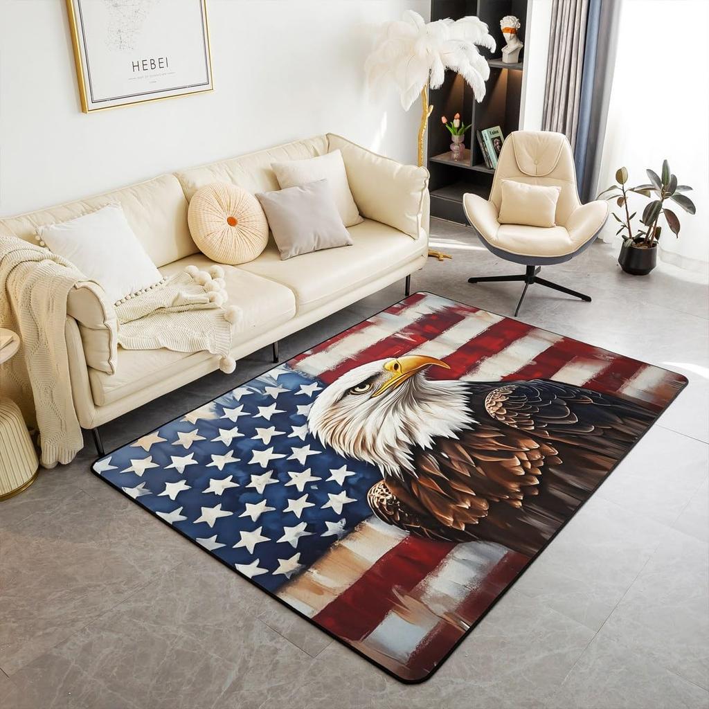 Erosebridal Rustic Cabin Lodge Area Rug 6'6" x 4'11" for Bedroom Living Room Playroom,Hunting Bear Deer Carpet,Southwestern Aztec Decorative