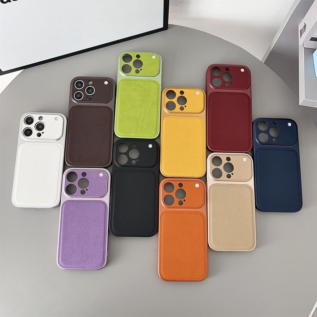 For iPhone 16 Pro Max Case Precise Cutouts Textured PU Leather Coated PC + TPU Phone Cover