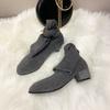Solid color pointed thick heel over the knee boots women's autumn and winter new retro versatile high heel thin socks boots