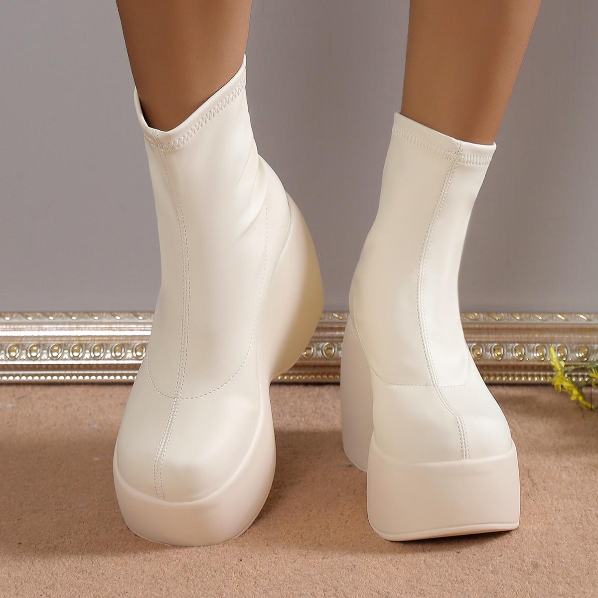 

2025 Новые европейские и американские ботильоны на танкетке и платформе - Женские ботильоны на толстой подошве 40