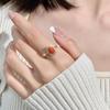 Jewelry S925 Sterling Silver Ring Women's Natural Nanhong Stylish Simple Geometric Oval Egg Surface Ring