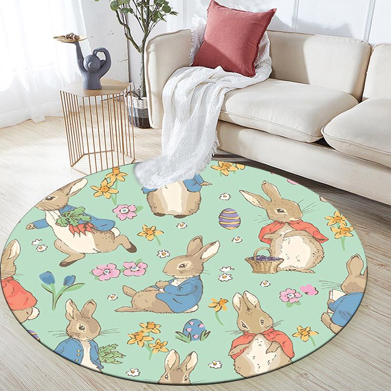 Tappeto Rotondo Peter Rabbit, Tappeto per Soggiorno Camera da Letto Divano Sala Giochi Decorazione, Tappetino Antiscivolo