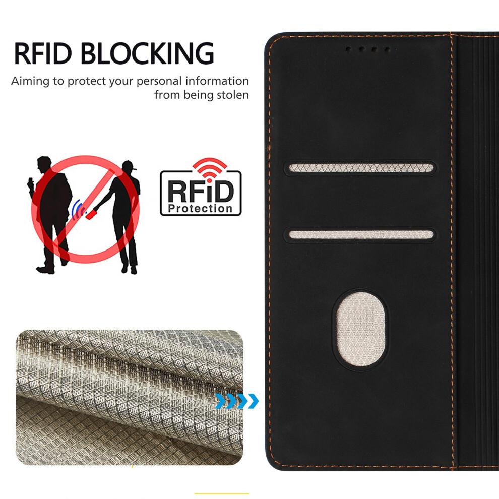 (Black) Phone Cover For iPhone 16e / iPhone 17e Case HX RFID Blocking Wallet Stand Leather Flip Phone Cover