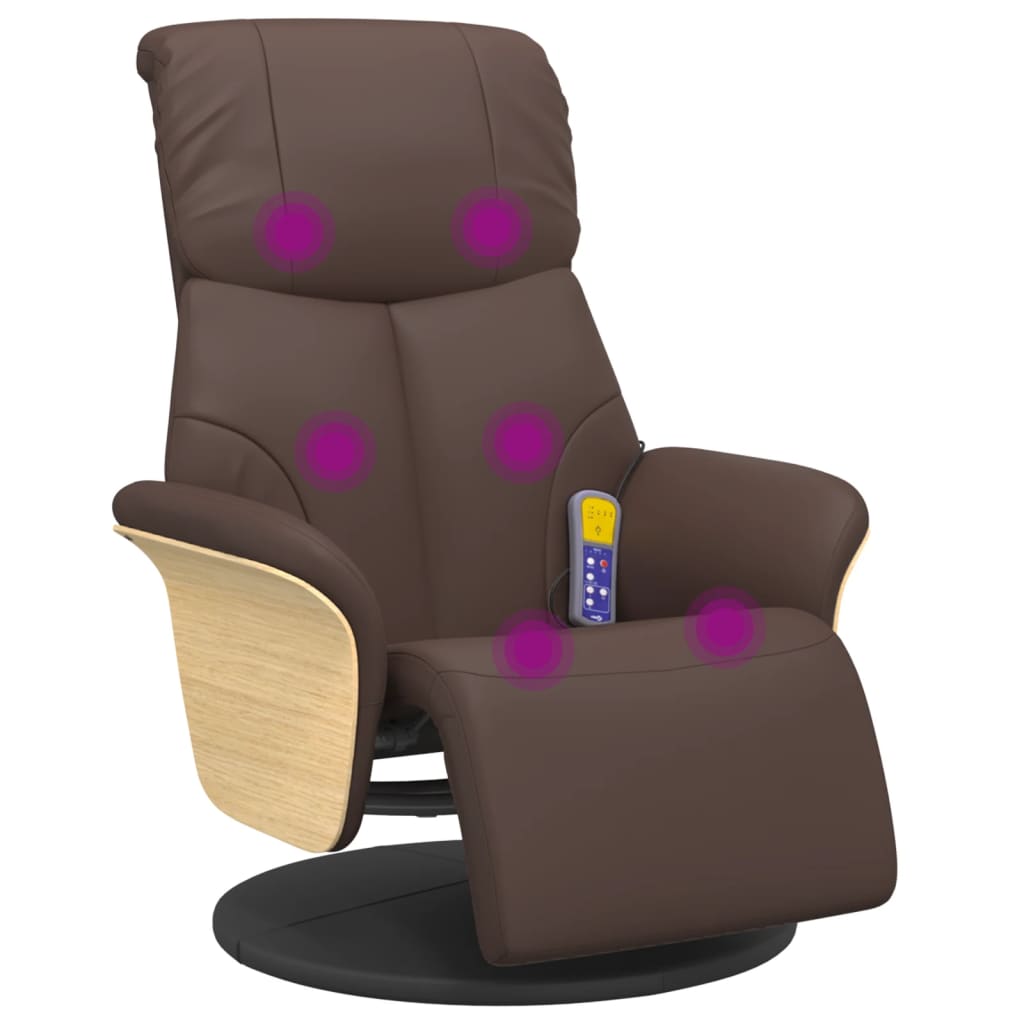 Massage Chair with Footrest Brown Artificial Leather