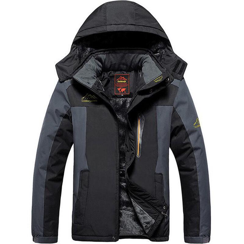 Men's Winter Windproof Fishing & Mountaineering Jacket - Plus Velvet, Cold Resistant, Thickened Outdoor Assault Suit