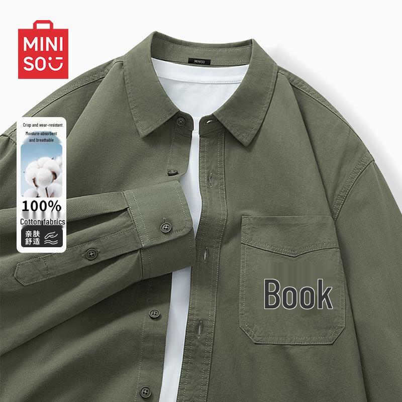 MINISO Men s Autumn Pure Cotton Heavyweight Casual Shirt 2XL