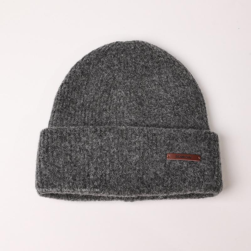 

Large Head Circumference Gray Woolen Hat for Women in Autumn and Winter with Wool Knitted Hat Retro Warm and Face Friendly Small Loose Cold Hat Elastic (55-59cm)