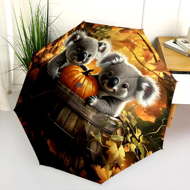 Fantasia koala, ombrello pieghevole automatico, design portatile e pieghevole, 8 stecche, un regalo di Natale o di compleanno.