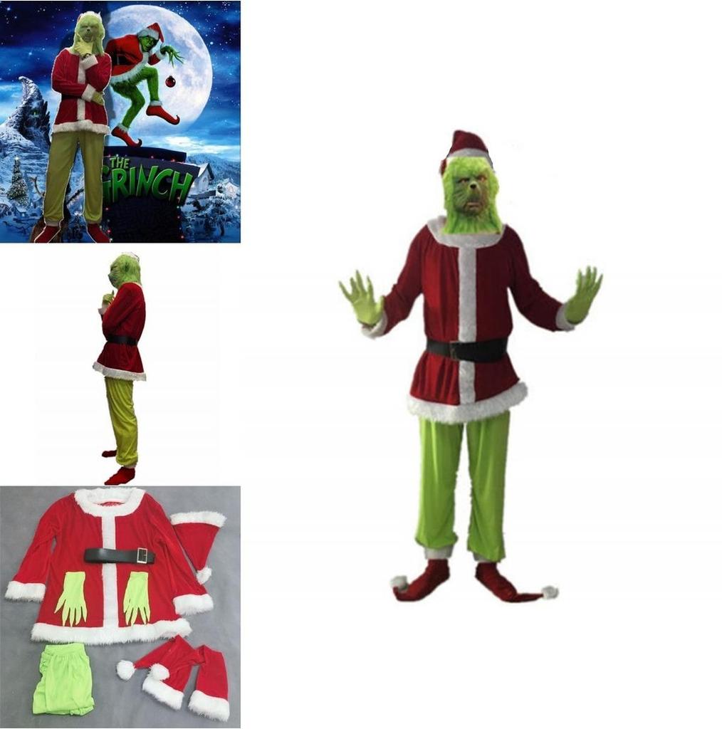 Eye-catching Grinch Cosplay Costume Set For Halloween Masquerade Parties