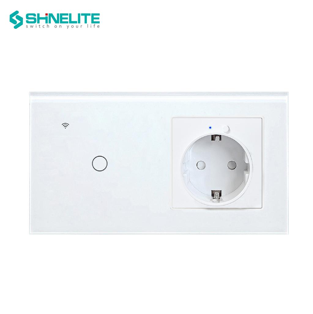 1 Gang EU Standard WiFi Smart Switch with WIFI USB Wall Socket, Tuya APP Remote Control Timer Power Outlet