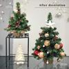 Pre-Lit Artificial Mini Christmas Tree,20 inch Miniature Pine Xmas Tree with 20 LED Lights,70 Branch Tips,Desktop Christmas Tree Burlap Base-(50cm)