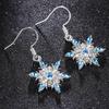 Platinum Blue Snowflake Two-Tone Diamond Earrings: European & American Fashion Jewelry for Women