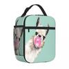 Bestselling Bubble Gum Sneaky Llama In Green Splicing Color Travel Lunch Bag Workday Snack Insulated Lunch Pouch