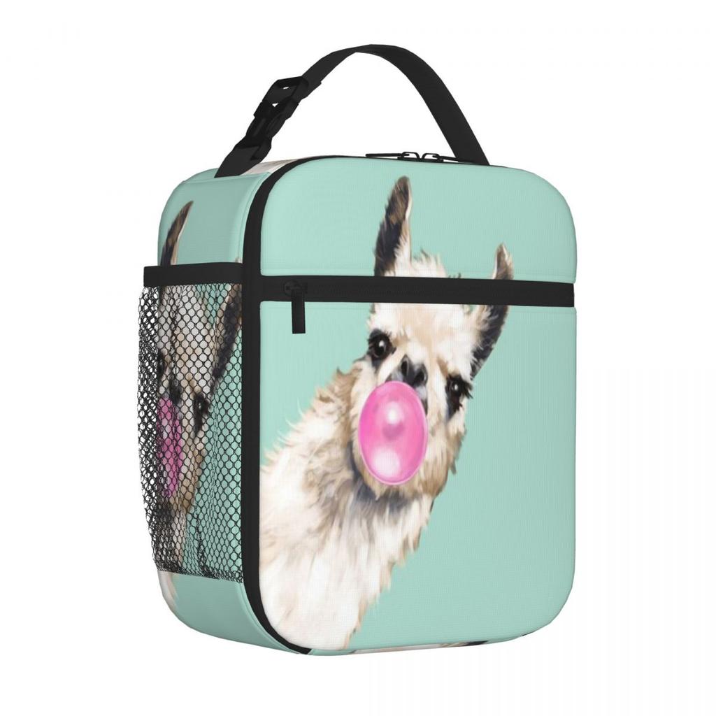 Bestselling Bubble Gum Sneaky Llama In Green Splicing Color Travel Lunch Bag Workday Snack Insulated Lunch Pouch