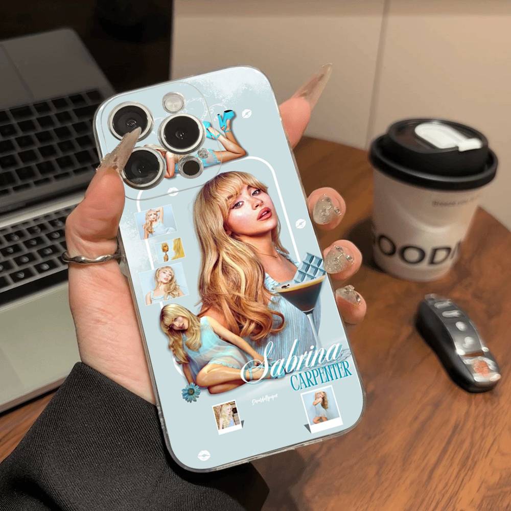 

Singer S-Sabrina C-Carpenter Transparent Case For iPhone 11 12 13 14 15 16 17 Air Pro Max Plus Mini Shockproof Cover iPhone 17 Air