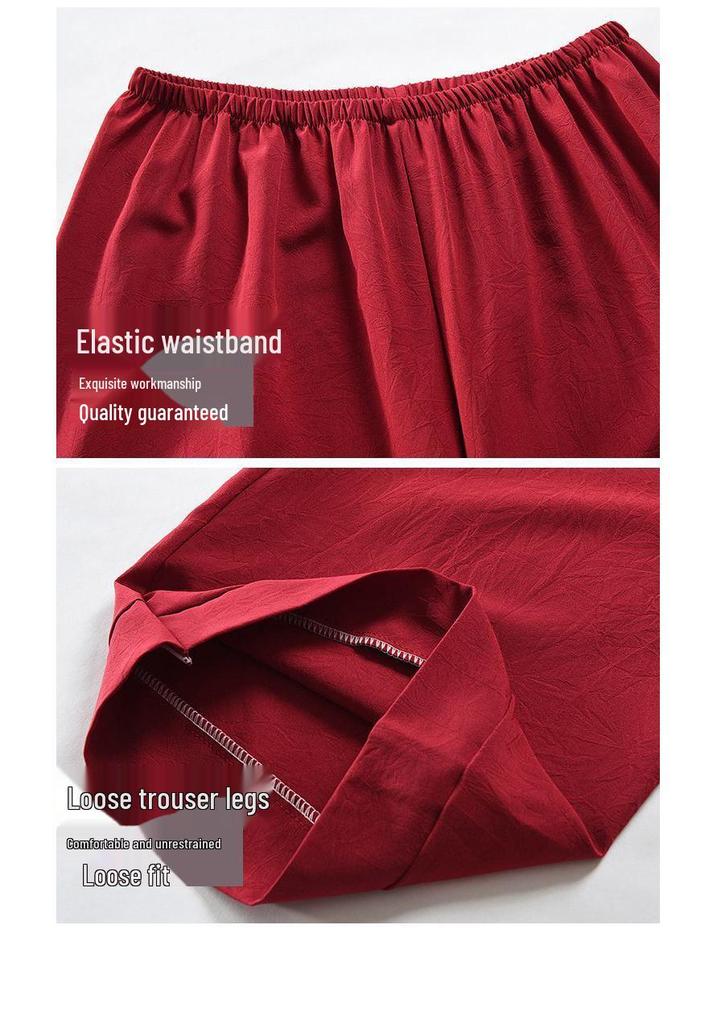 Mamas chinesisches Sommeroutfit: Kurzarm-Oberteil und Hose Set für Frauen mittleren Alters und ältere Frauen
