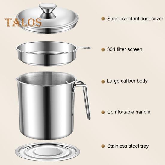 Bacon Grease Saver with Strainer 1.8L Large Capacity Bacon Grease Container Oil Filter Can Easy To Clean Thoughtful Gift