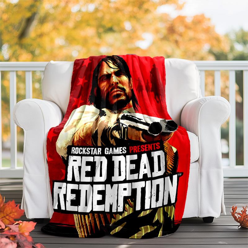 1pc Red Dead Redemption Theme Blanket - Digital Print, Polyester, Cozy for All Seasons, Perfect for Outdoor, and Travel