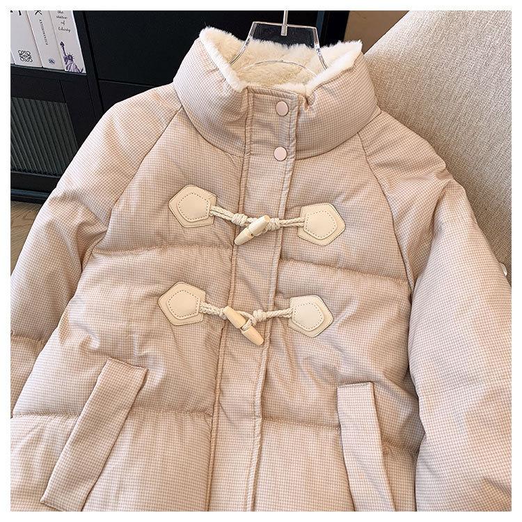 Women Jacket Cow Horn Buckle Bread Clothing Winter Thickened Warm Cotton Women Short Loose Cotton Comfortable and Youthful Women Outerwears Coats