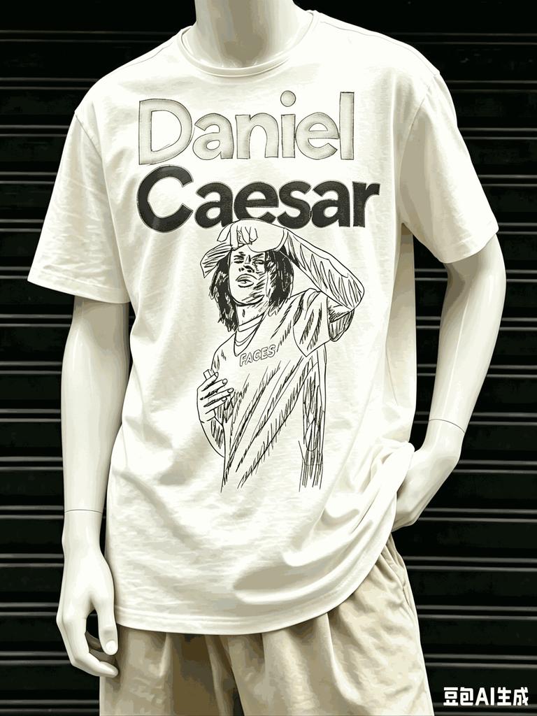 T-shirt Oversize Stampata Daniel Caesar Cotone Premium Delicato sulla Pelle Girocollo Manica Corta Top Unisex Comodo Prodotto Caldo