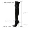 Schwarze Overknee-Stiefel Stiletto High Heels 11 cm Club Party Slim Leg Stiefel Übergröße 43 Wasserdichte Persönlichkeitsstiefel