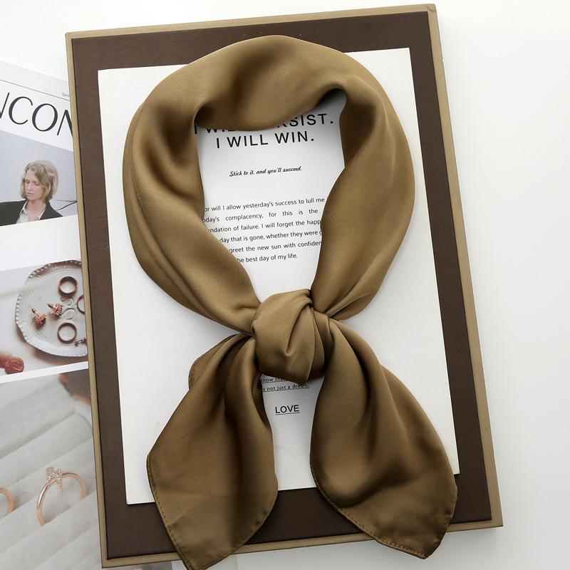 70cm Solid Color Small Square Scarf Women Trendy Versatile Neck Scarf Match Blazer Shirts Decorative Bandana