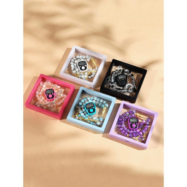 100-Punkte Ring Zählzähler 33-Perlen Tasbih Set ABS-Kunststoff Digitalanzeige Geschenkbox für Festivals 1