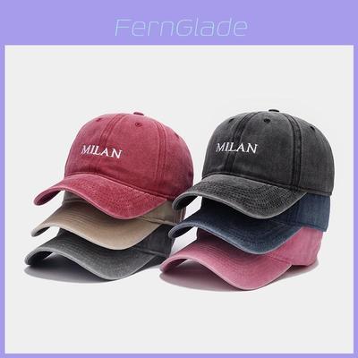 Milan Geborduurde Gewassen Katoenen Baseballpet Met Brede Rand Zonneklep Voor Casual Zomerkleding