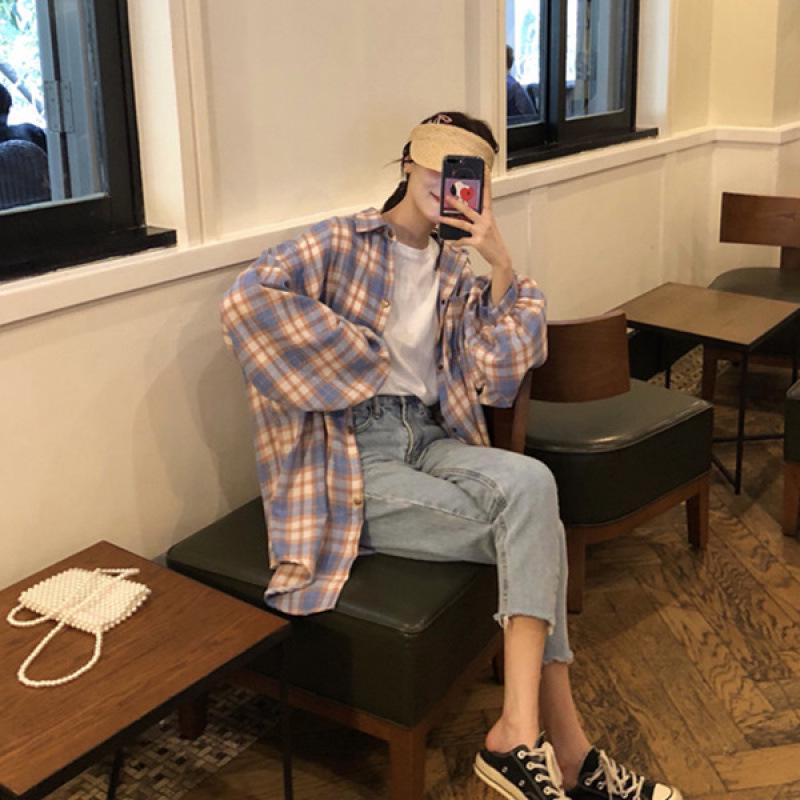 

2026 Autumn Women s Mid-Length Plaid Shirt Cardigan - Stylish, Thin Jacket Top 2XL рожевий/фіолетовий