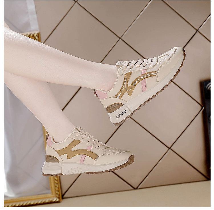 Large Size Leather Sneakers Women's Running Shoes Spring 2025 New Fashion Casual Versatile Dad Single Shoes Women