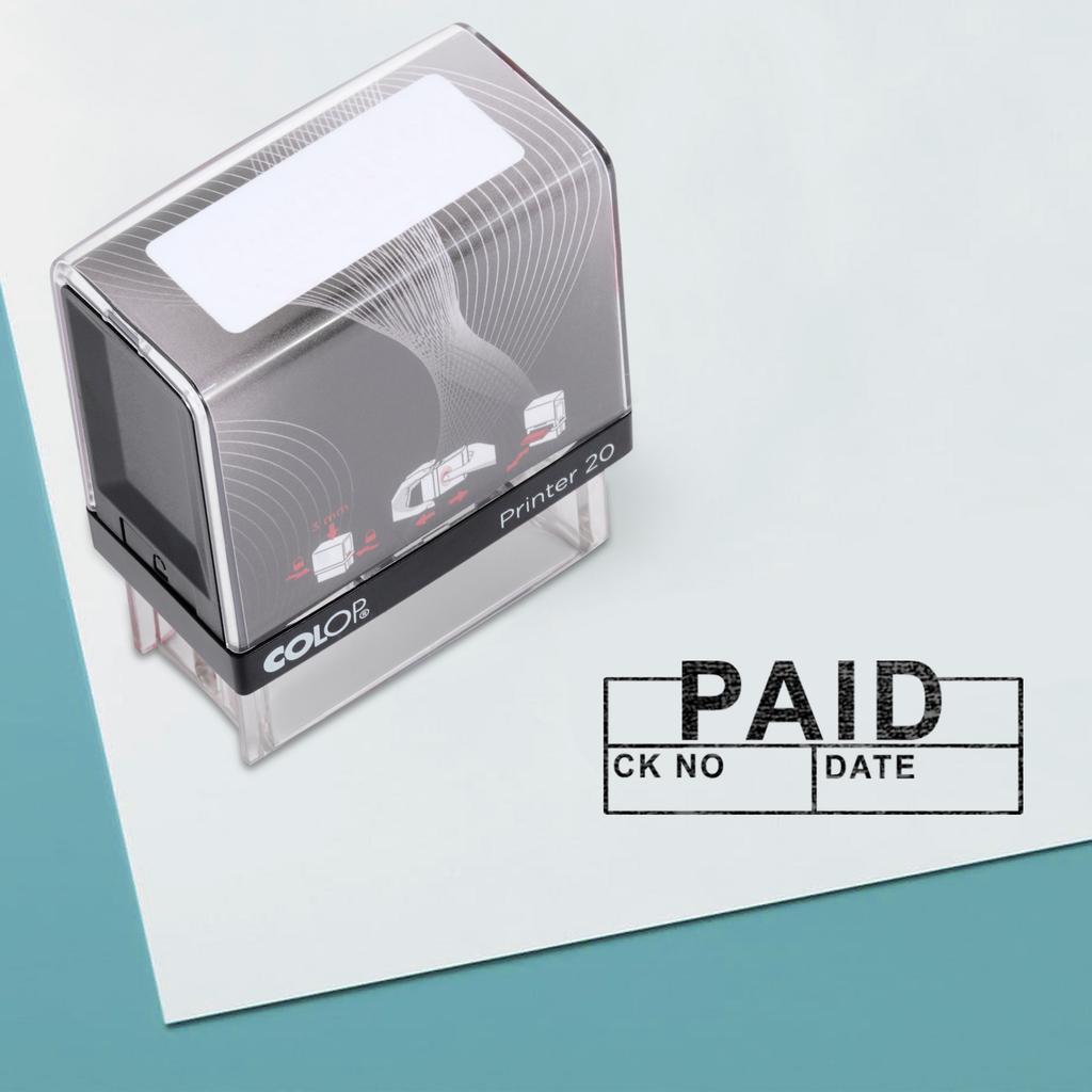 PAID Self Inking Rubber Stamp Custom Colop Office Stationary P20 Mini Stamper