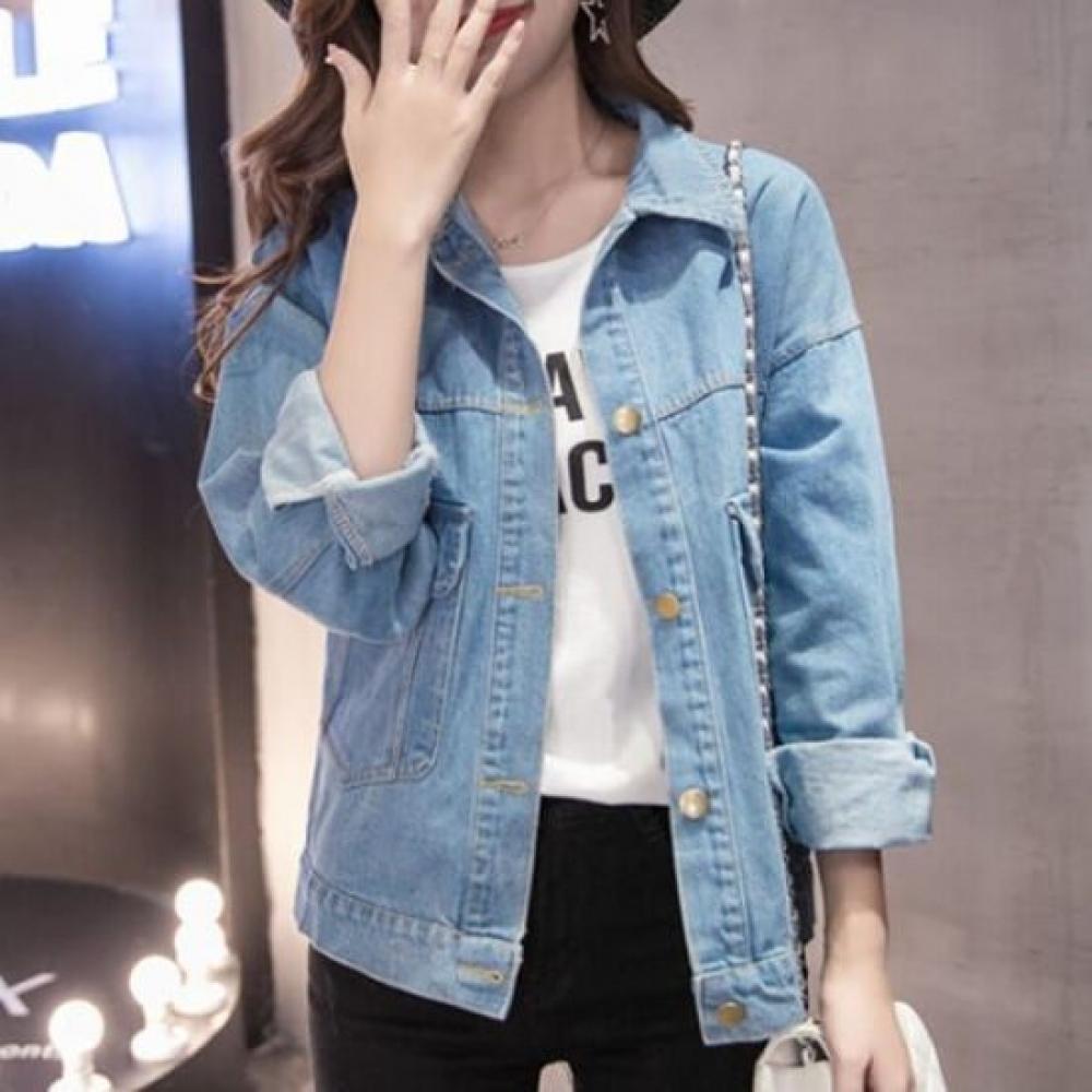 Navava Retro Casual Pocket Long Sleeve Denim Jacket Nb2461