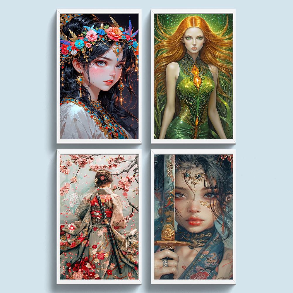 Full Embroidery Cotton Thread 14CT Printed Girl Cross Stitch Kit Art