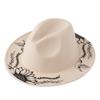 Wildflower Moon Print Fedora Hat Women Men Fashion Personality Autumn Winter Wide Brim Witchy Hat British Retro Flat Top Hat