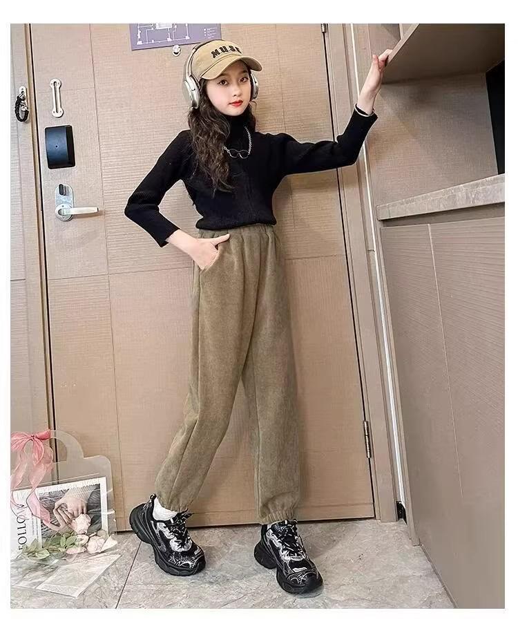 Winter-Cordhosen für Mädchen (Übergröße, mit Samtfutter): Dicke, stylische Herbst-/Winter-Freizeithosen für große Mädchen