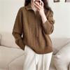 Half zipper lapel gentle wind sweater women's top wear autumn and winter new lazy loose twisted flower knitted sweater