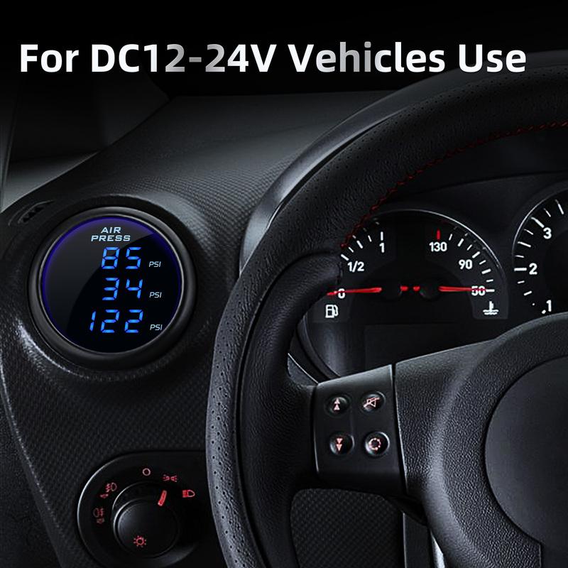 Digital Air Pressure Gauge Air Suspension Dual/Triple Display Air Pressure Guage with 2pcs/3pcs 1/8NPT Sensors Blue Backlight
